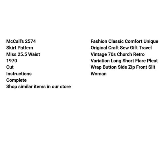 Vtg McCalls 2574 Skirt Pattern Miss 25.5 Waist 1970 Variation Long Short Flare - Picture 3 of 6